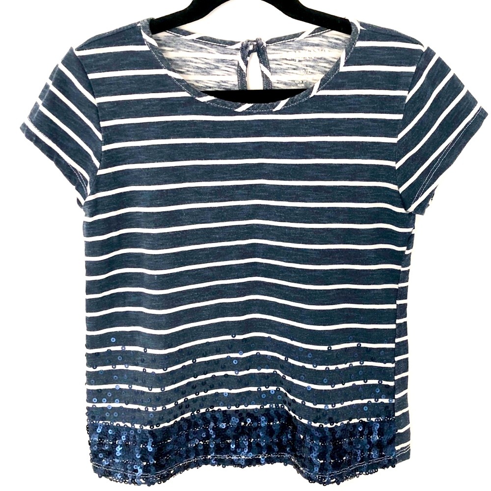 Arizona Jean Company Striped Top Sequins Large